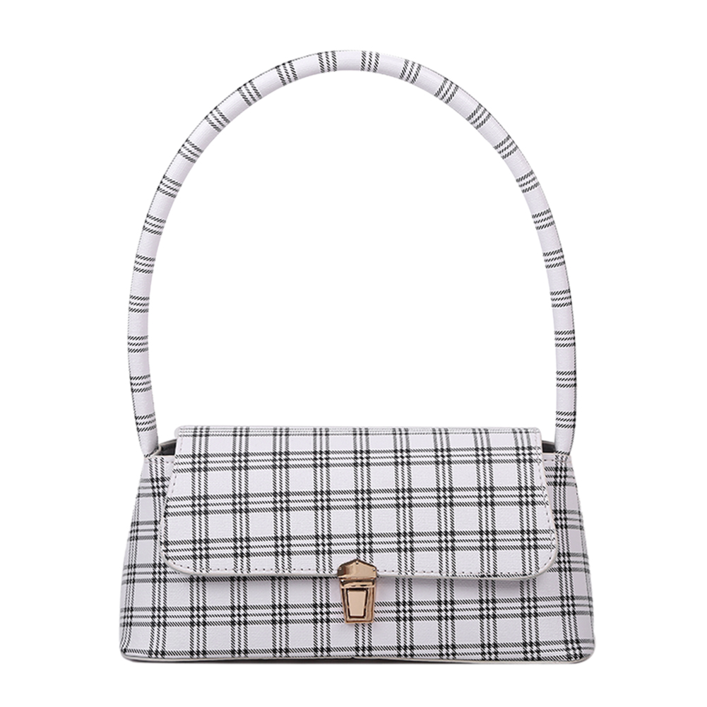 

Fashion Plaid Women PU Leather Shoulder Bag Small Underarm Totes -Black, 501 Original