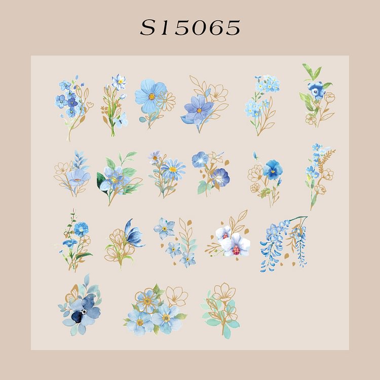 JOURNALSAY 6 Styles 40Pcs/Bag Aesthetic Flower Stickers Pack Fresh Plant Hand Account DIY Material