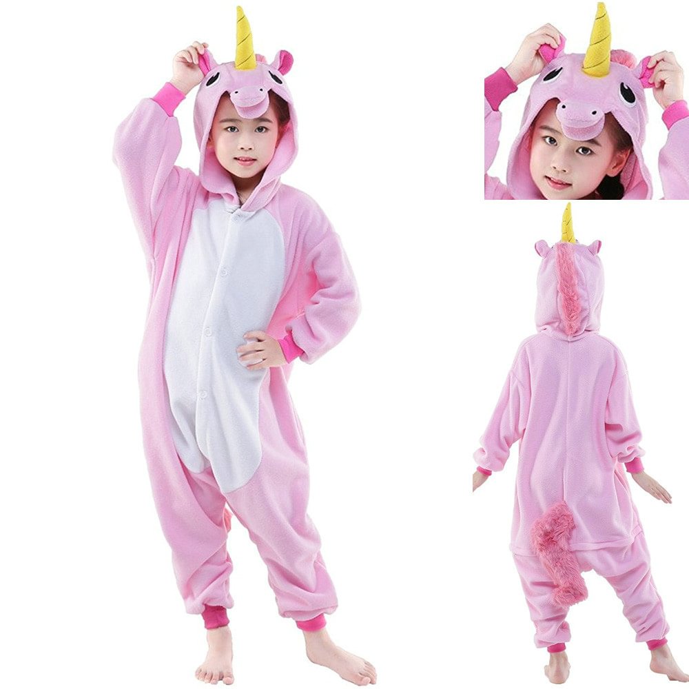 Pink Unicorn Kids kigrumi Onesie Animal Costume Pajamas-Pajamasbuy