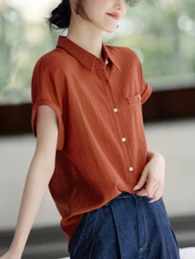 Athvotar Athvotar Commuting Short-Sleeved Shirt For Women In The Summer Of 2025 New Casual Relaxation Texture Shirt Design Top