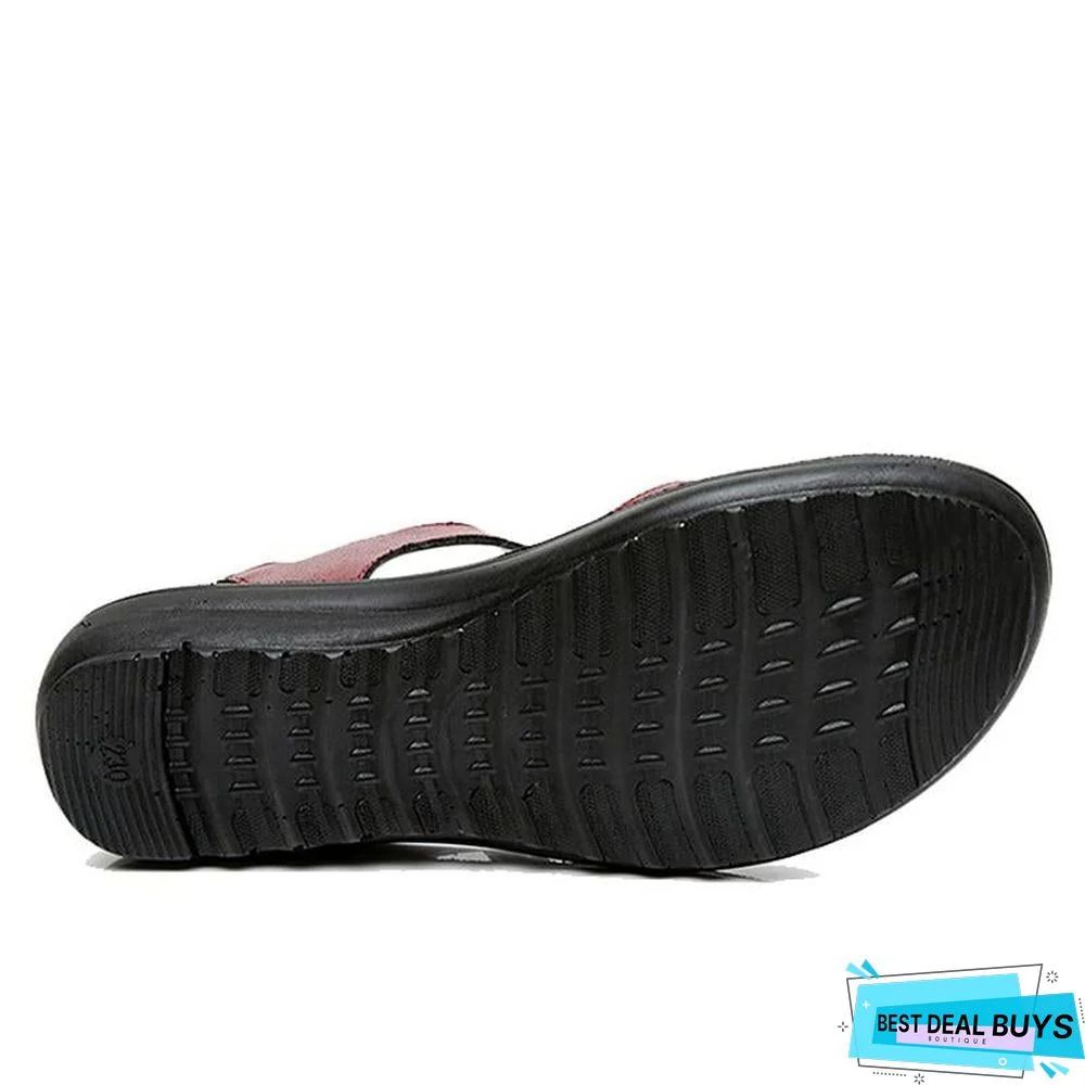 Summer Women Flat Sandals Genuine Leather Beach Shoes Anti Slip Causal Sandals