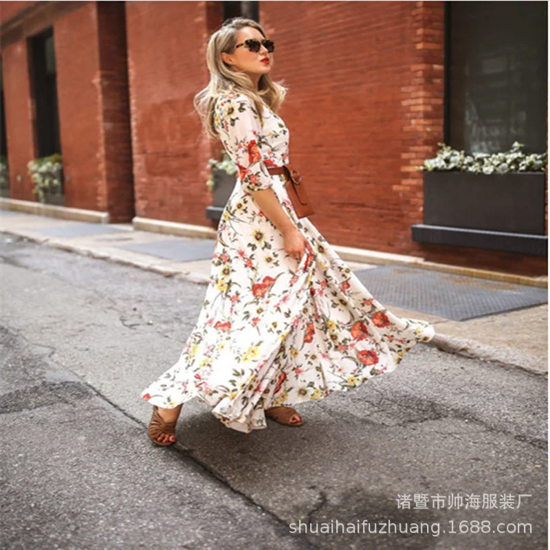 Uveng Uveng Spring New Digital Print Dress Dress Holiday Dress Women's Summer