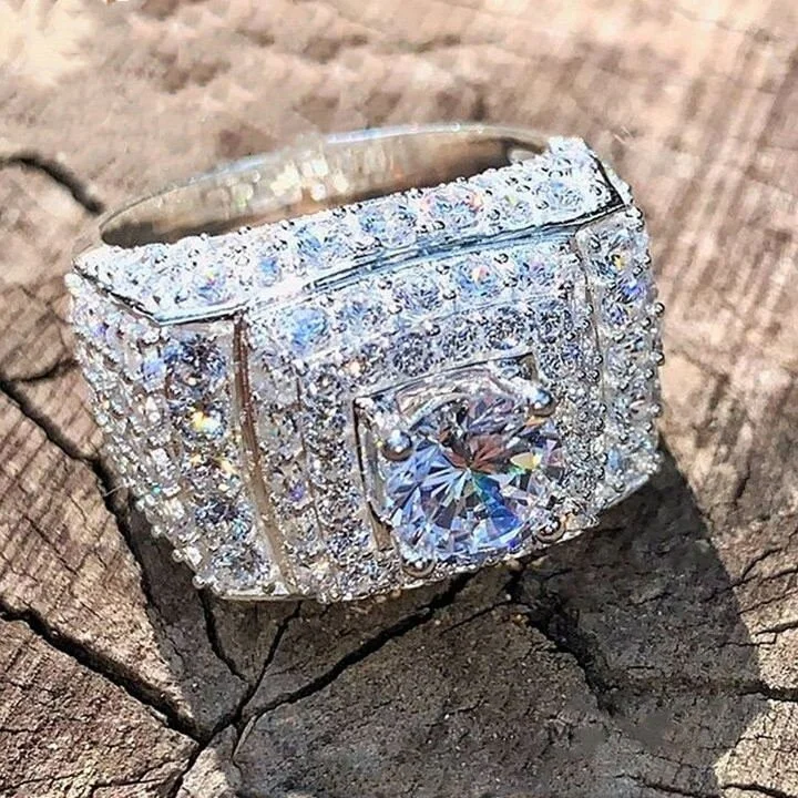 925 Sterling Silver White Gold Plated Moissanite Diamond Women Ring