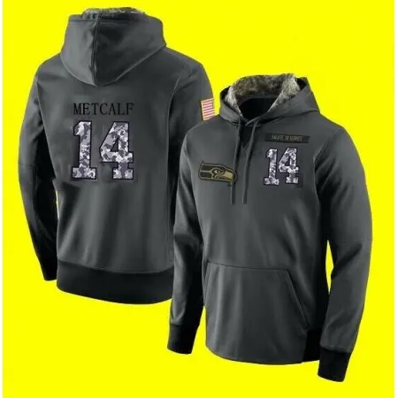 Men's Seattle Seahawks #14 D.K. Metcalf Black Salute to Service  Performance Hoodie
