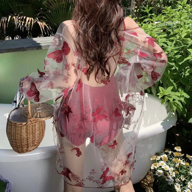 Flower Lace Butterfly Sunscreen Swimming Cardigan