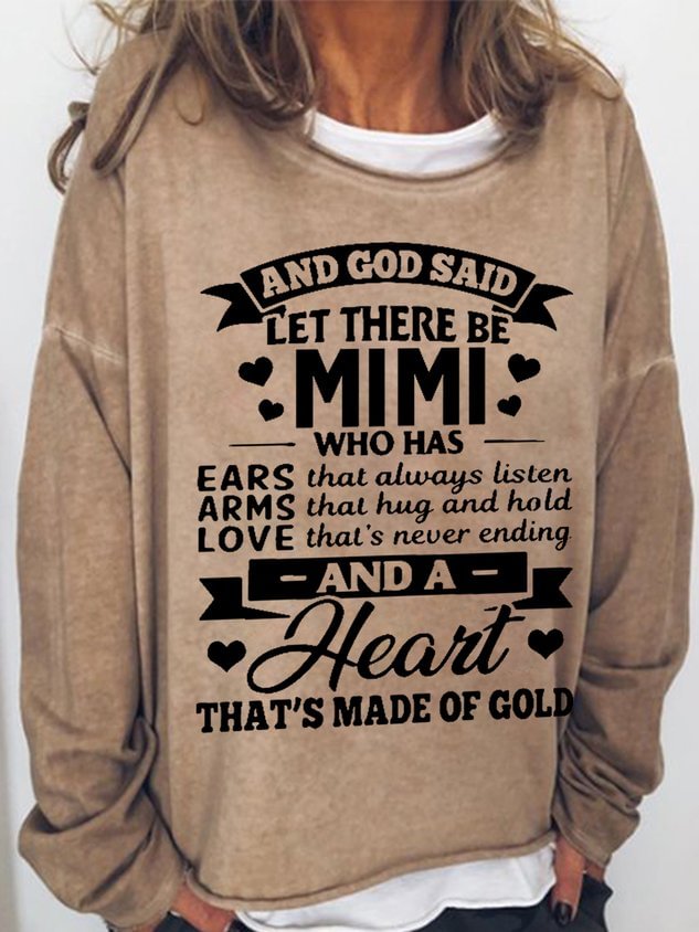 And God Said Let There Be Mimi Who Has Ears That Always Listen Printed Crewneck Women's T-shirt