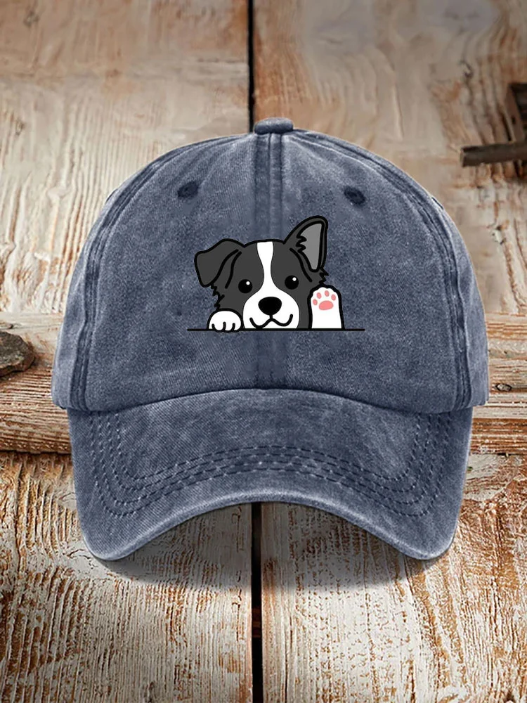 Unisex Casual Pet Dog Print Washed Hat