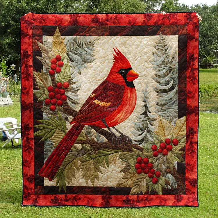 🔥kukelife🔥Cardinal Christmas HM05102302 Quilt Blanket