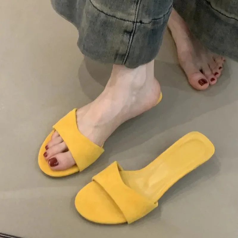 Breakj Breakj Velvet Noodles Small Slope And Dew Slippery Slippers Women Wear Comfortable Soft Soles Pedal Cool Slippers