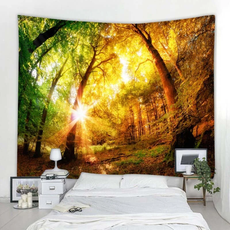 Athvotar landscape tapestry forest wall hanging picnic carpet camping tent sleeping mat home decor bedspread sheet wall covering