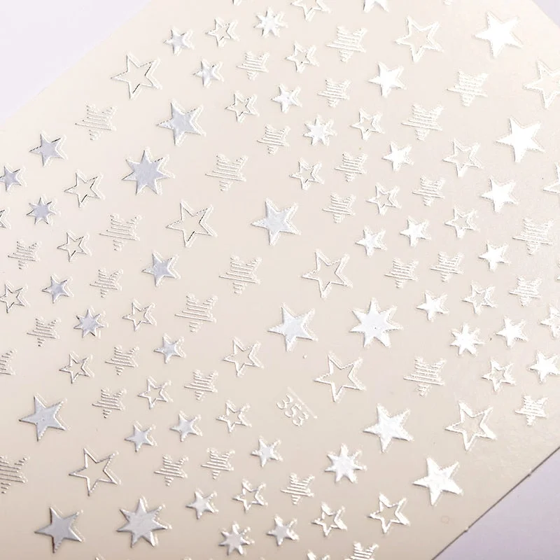 3D Glitter French Stickers On Nails Silver Powder White Hypotenuse Edge Nail Art Decals Sliders Shiny Adhesive Sliders Manicures