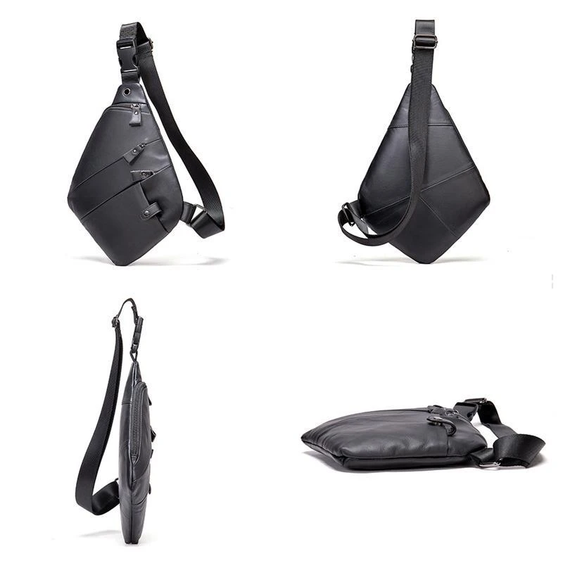 Irregular Shape Leather Zipper Daily Chest Bag Crossbody Packs