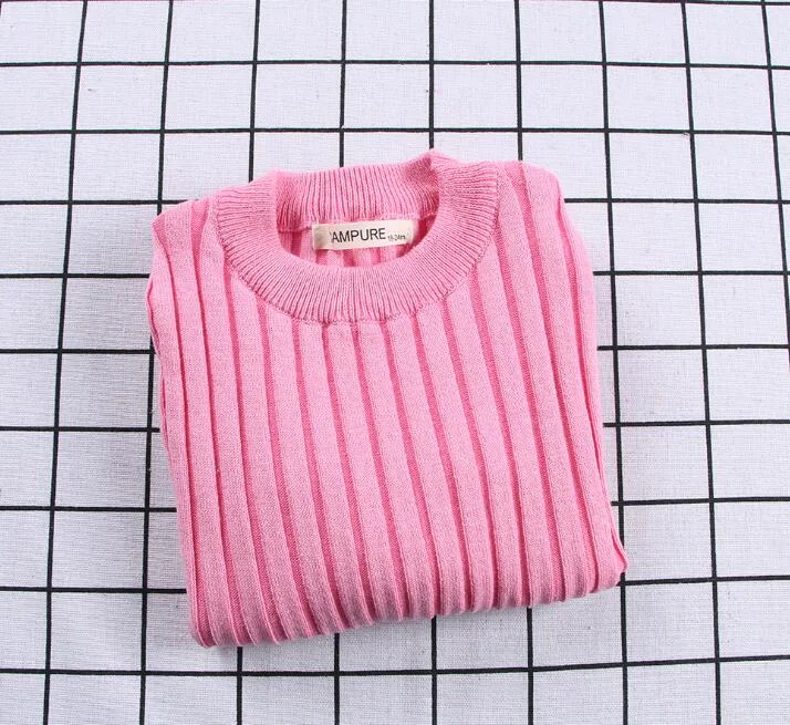 Baby Girls Ribbed Sweater 2019 Girls Sweaters Solid Candy Color Boys Sweaters Autumn New Knitted Kids Clothing Girls Pullover