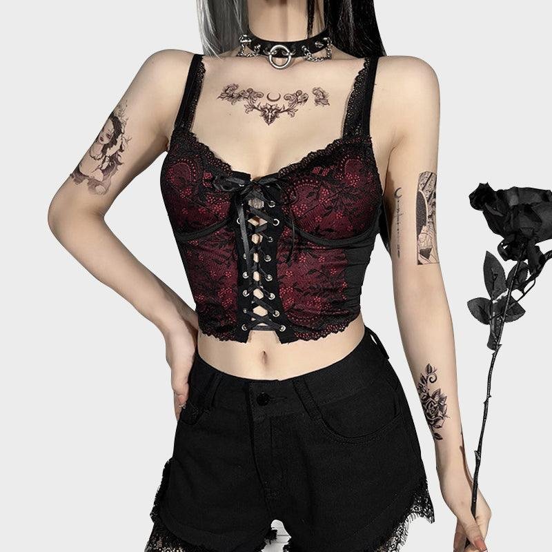 V-neck Strappy Lace Tank Top