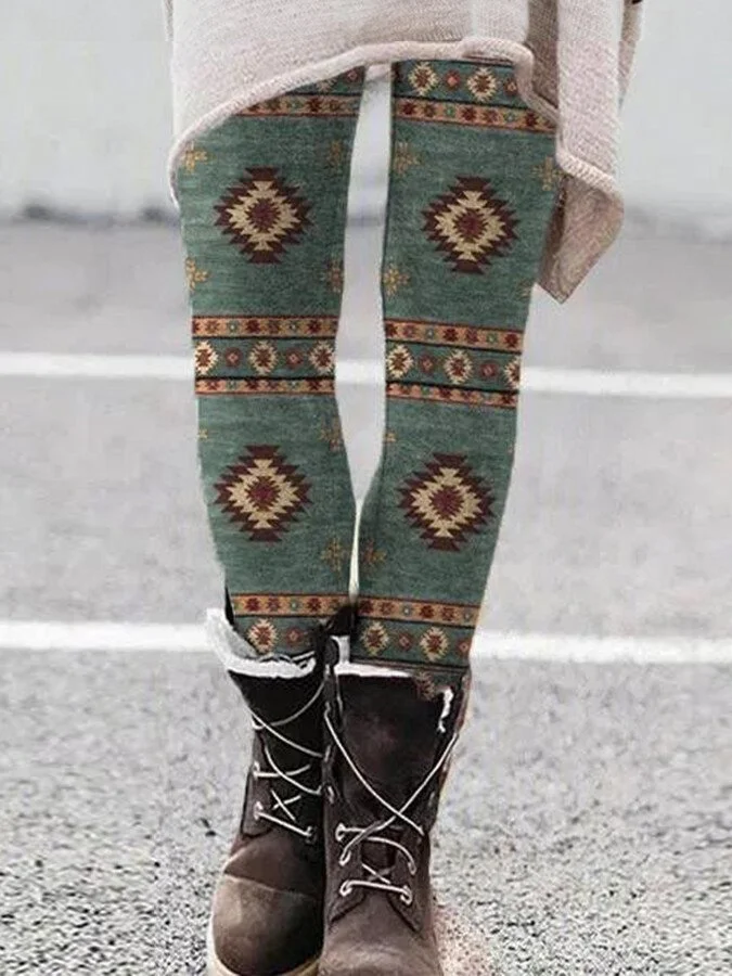 Women's Western Style AZTEC Printed Slim Leggings