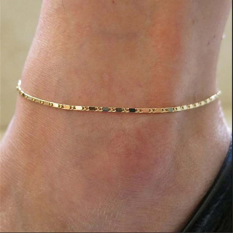 Gold Color Chain Anklet For Women Summer Beach Foot Jewelry On The Leg Minimalist Anklets Female