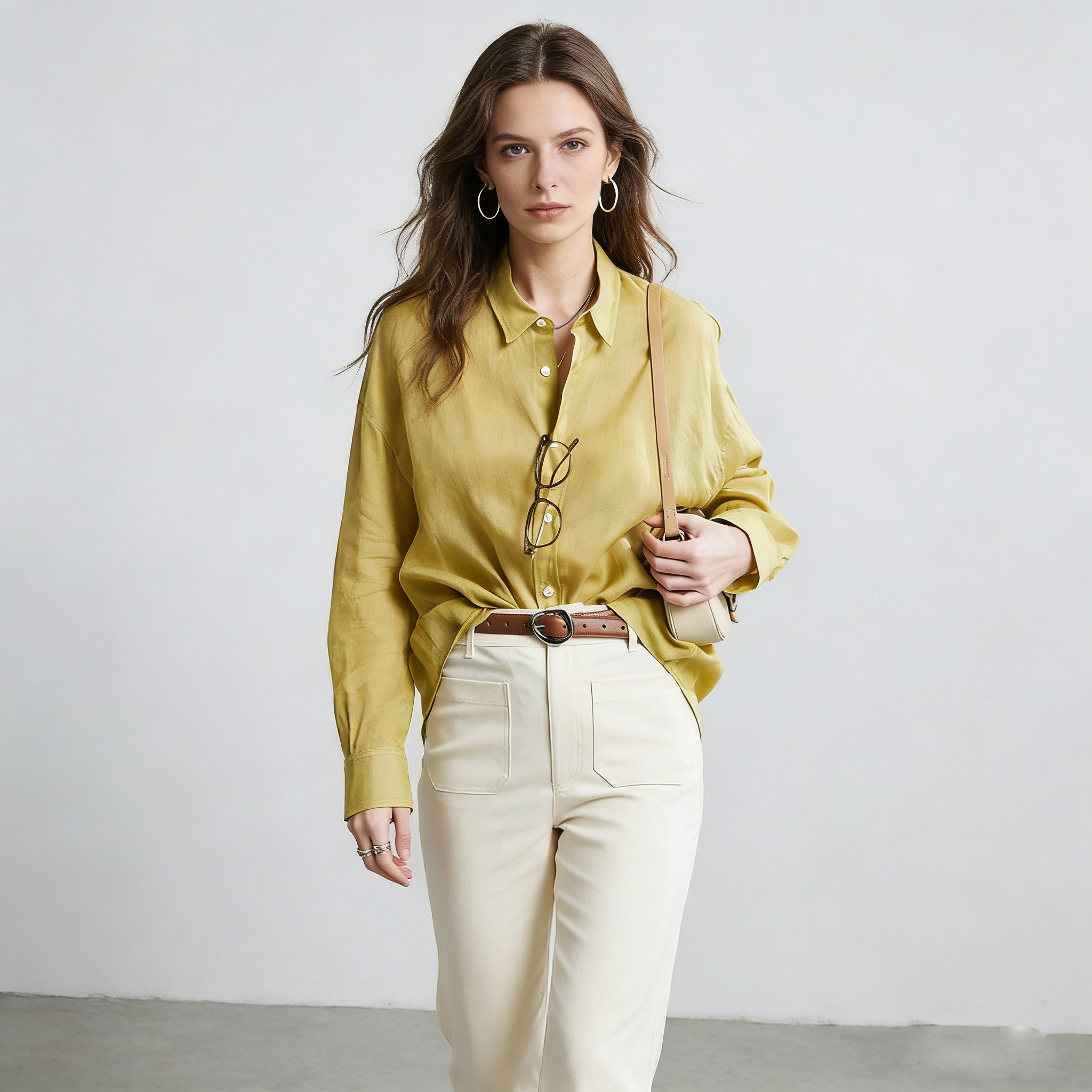Linen Shirt Women 100% Ramie Oversized Long Sleeve Casual Top REAL SILK LIFE