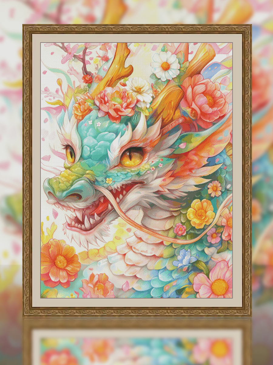 【Fairy Brand】Little Flower Dragon Full 14CT Pre-stamped Canvas(75*95cm) 140 Colors Egyptian Cotton Cross Stitch