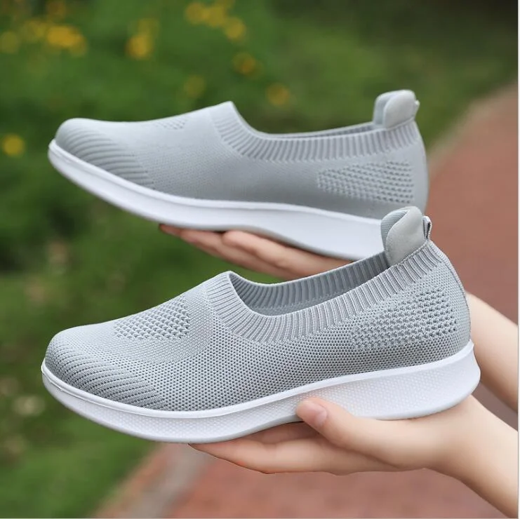 Woherb Autumn Women Casual Sport Sneakers Fashion Slip-on Mesh Shoes Women's Flat Breathable Loafers Female Vulcanized Shoes 425-0