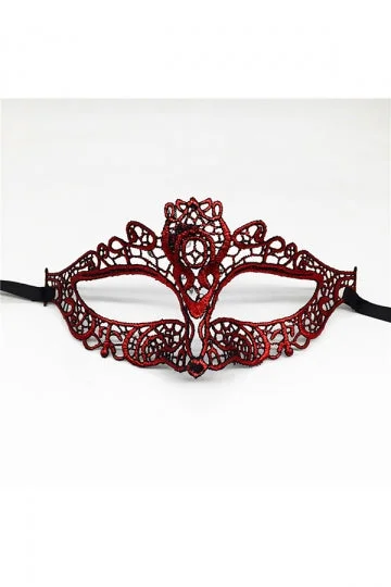 Sexy Cat Lace Half Face Eyes Mask For Halloween Masquerade Party Red-elleschic