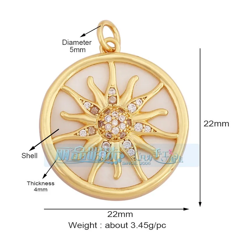 1 Piece 12 * 23mm 15*15mm 5*12mm Hole 5~5.9mm Half 925 Silver Zircon Sun Moon Pendant Jewelry Accessories