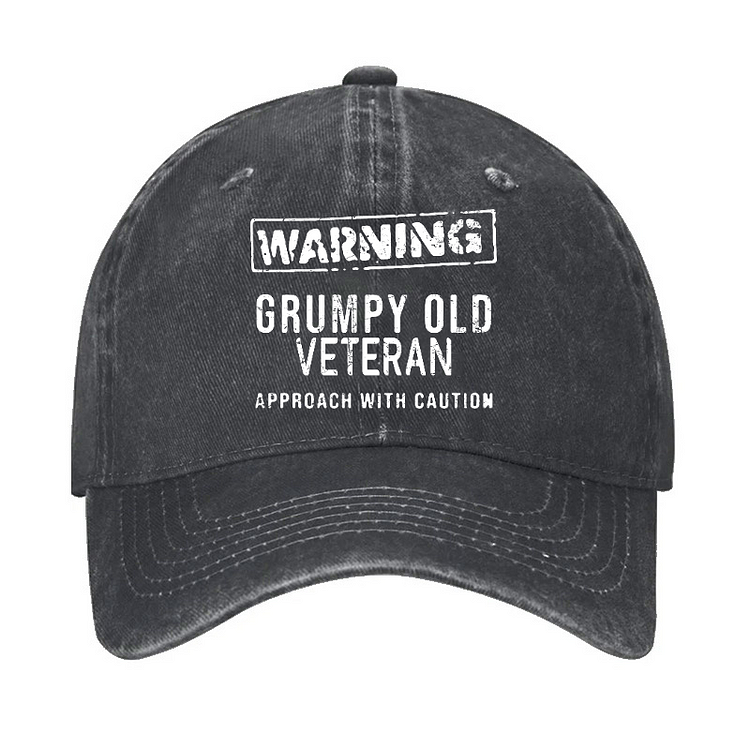 Warning Grumpy Old Veteran Approach With Caution Hat