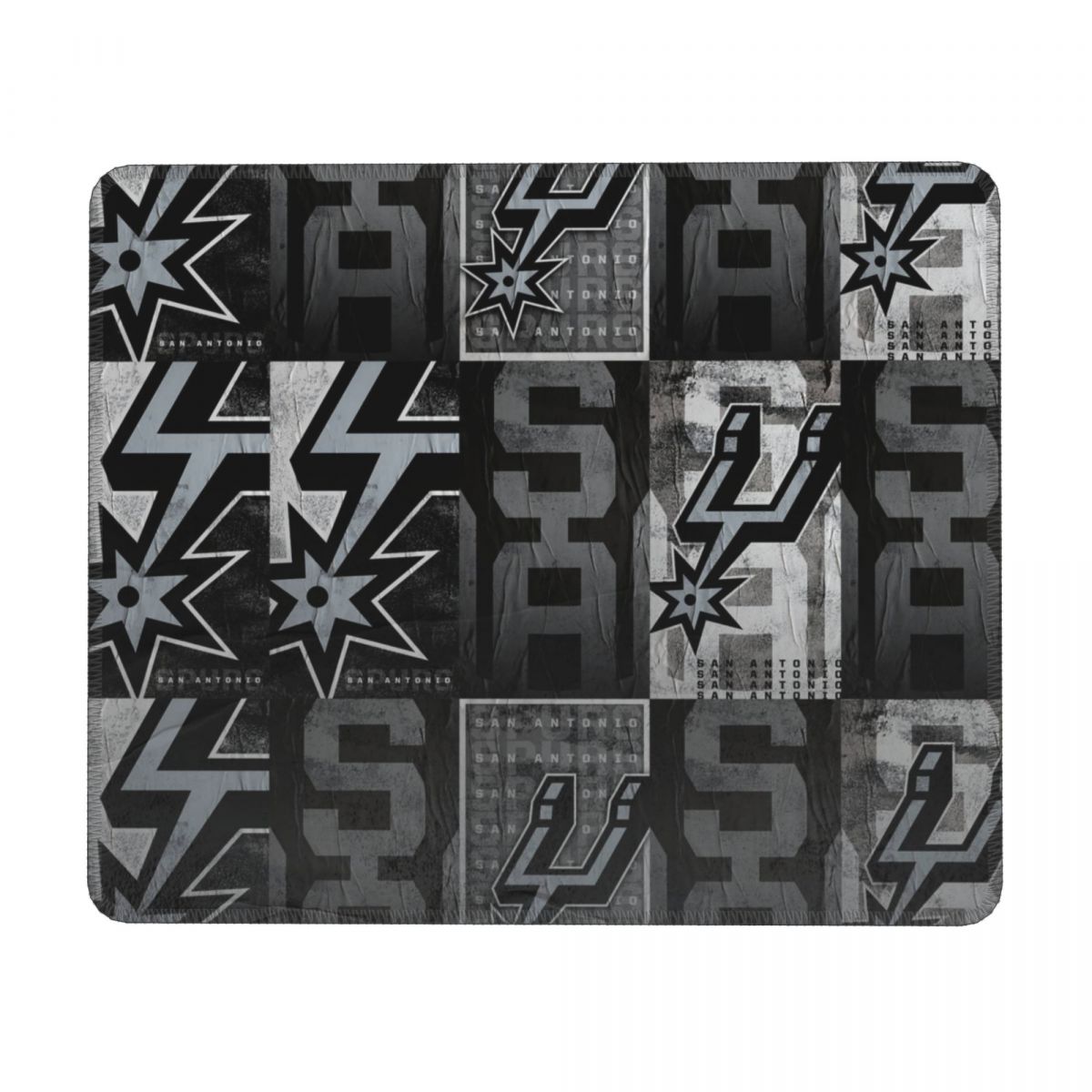 San Antonio Spurs Logo Pattern Square Gaming Mouse Pad with Stitched Edge