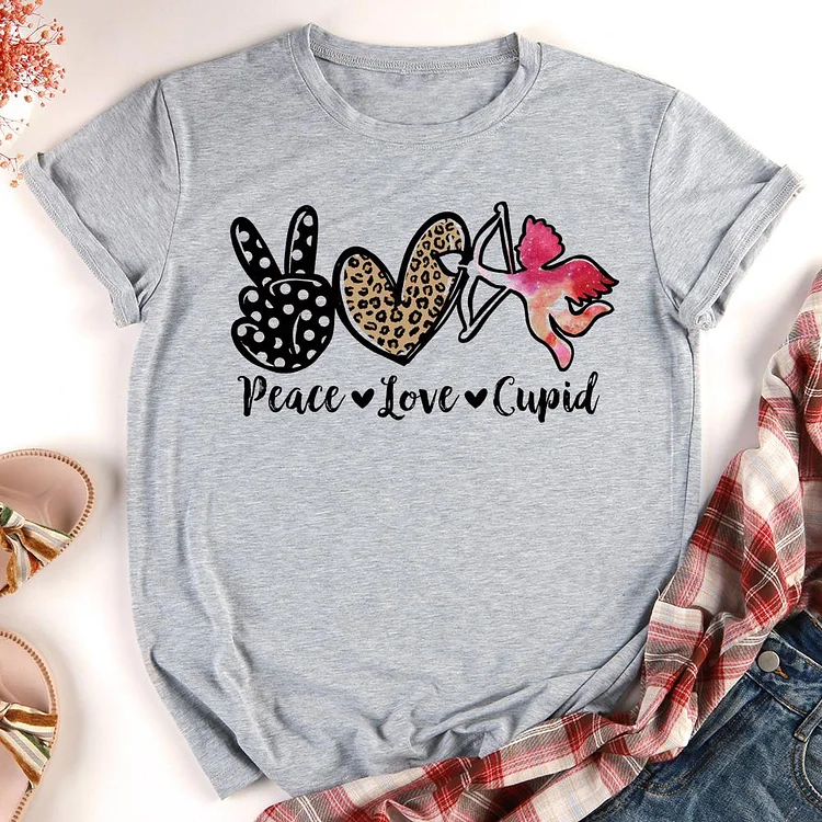 Peace Love Cupid Valentine's Day T-shirt Tee -011653-Annaletters