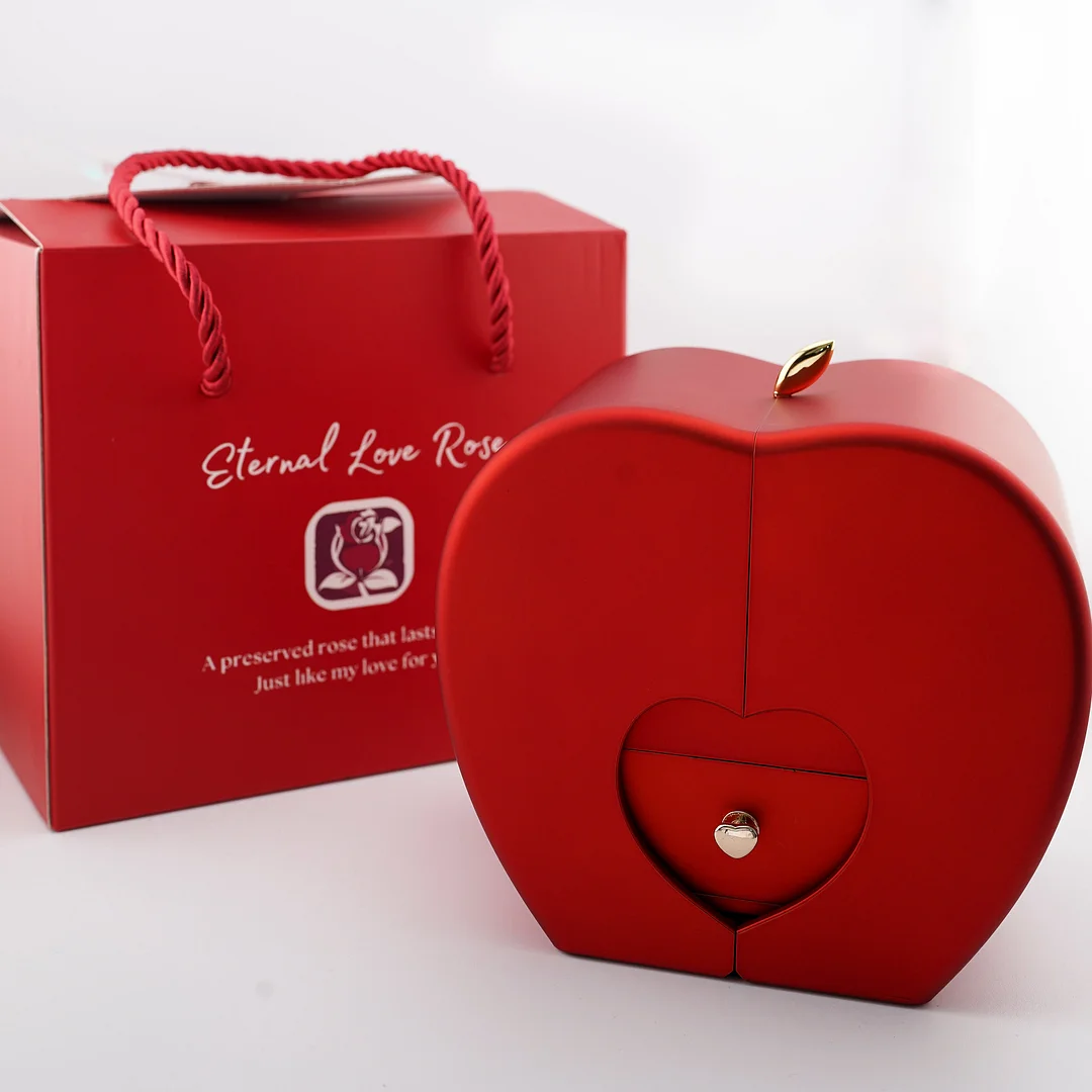 4-Bl&auml;ttrige Kleeblatt-Halskette &bdquo;Gl&uuml;cksbringer&ldquo; mit Geschenkbox Ewige Rose