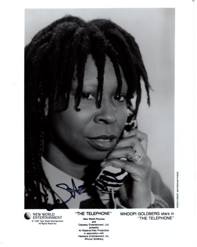 Whoopi Goldberg signed The Telephone 8x10 original press Photo Poster painting