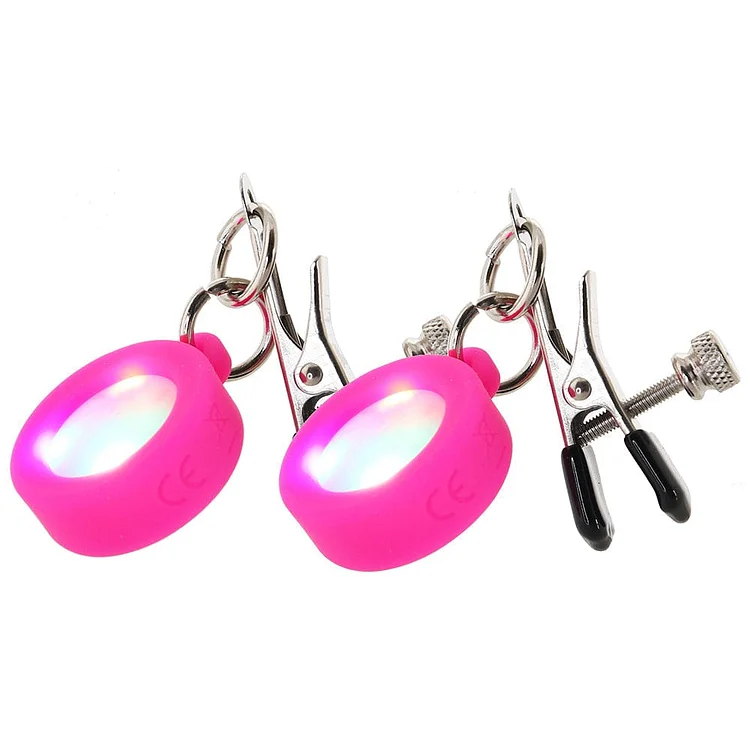 Pornhint Charmed Silicone Light Up Nipple Clamps in Pink