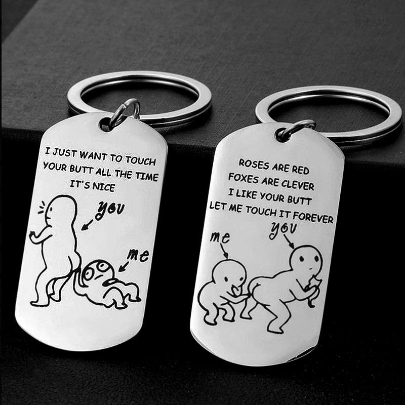 Stainless Steel Funny Spoof Keychain Naughty Valentine's Day Gift