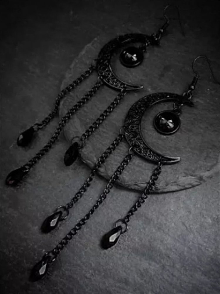 Artwishers Gothic Halloween Hollow Black Tassel Earrings