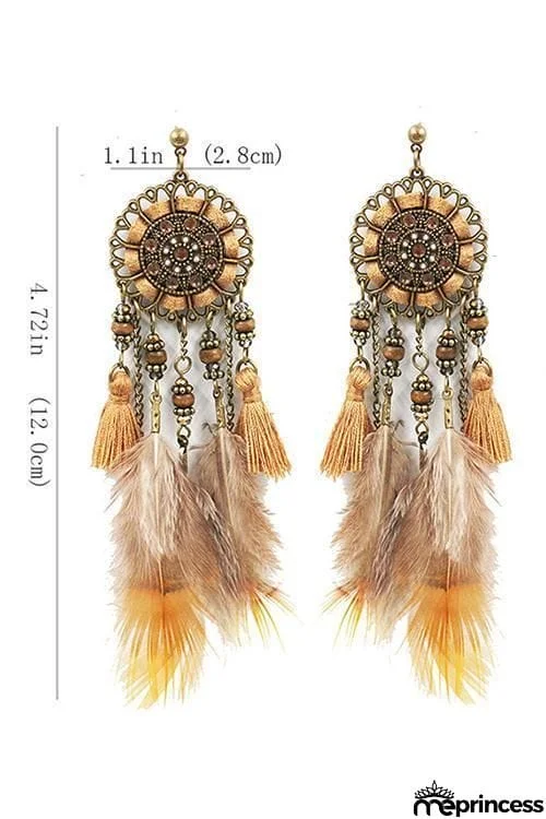 Beads Feather Tassels Earring