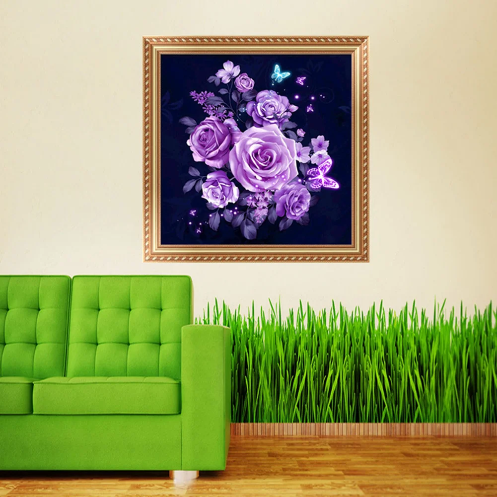 Diamond Painting - Partial Round Drill - Purple Flowers(30*30cm)