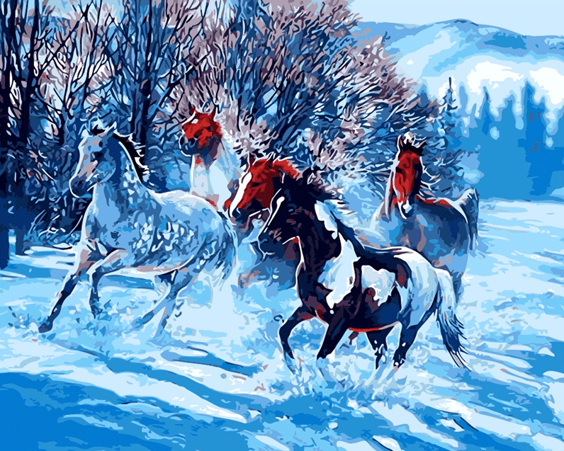 

Horses in the Snow – Paint By Numbers - 40*50CM, 501 Original