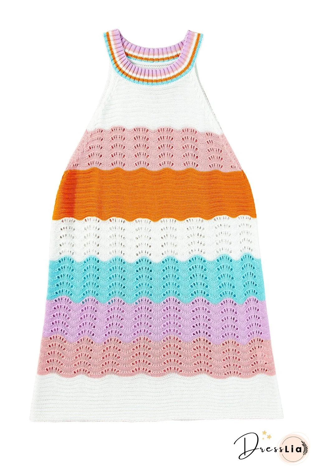 Summery Knit Vest with Rainbow Stripes