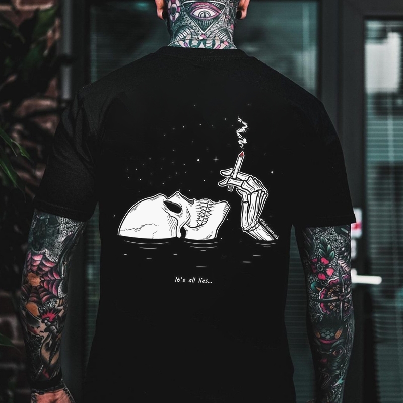 It's All Lie......SKULL PRINT T-SHIRT