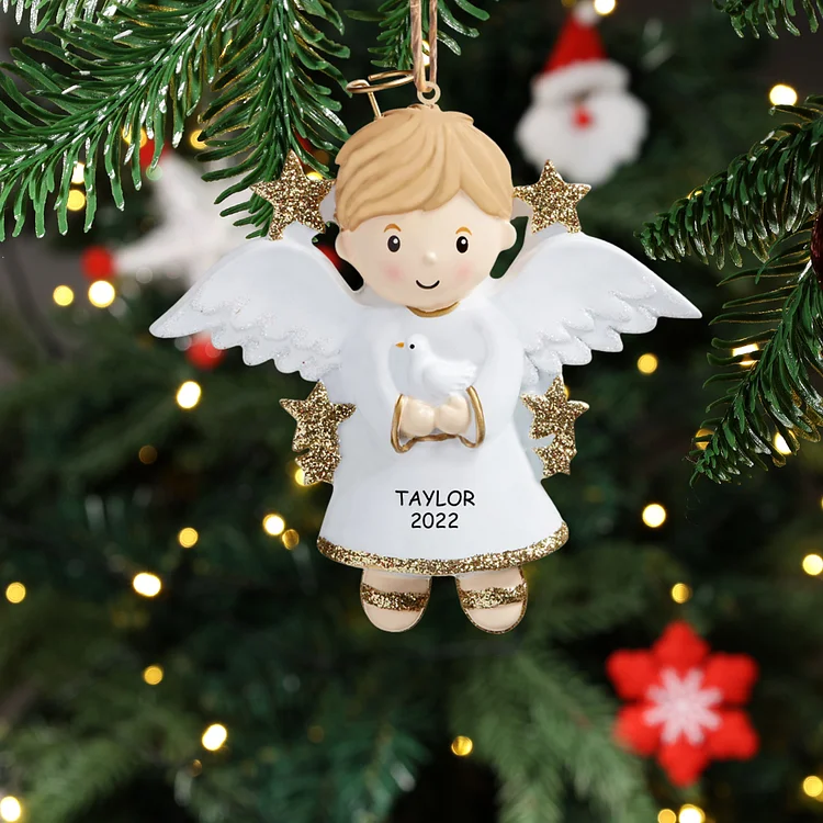 Kettenmachen Holz Weihnachtsornament-Personalisierter Name & Jahr Engel  Baby Ornament Schutzengel 13.99