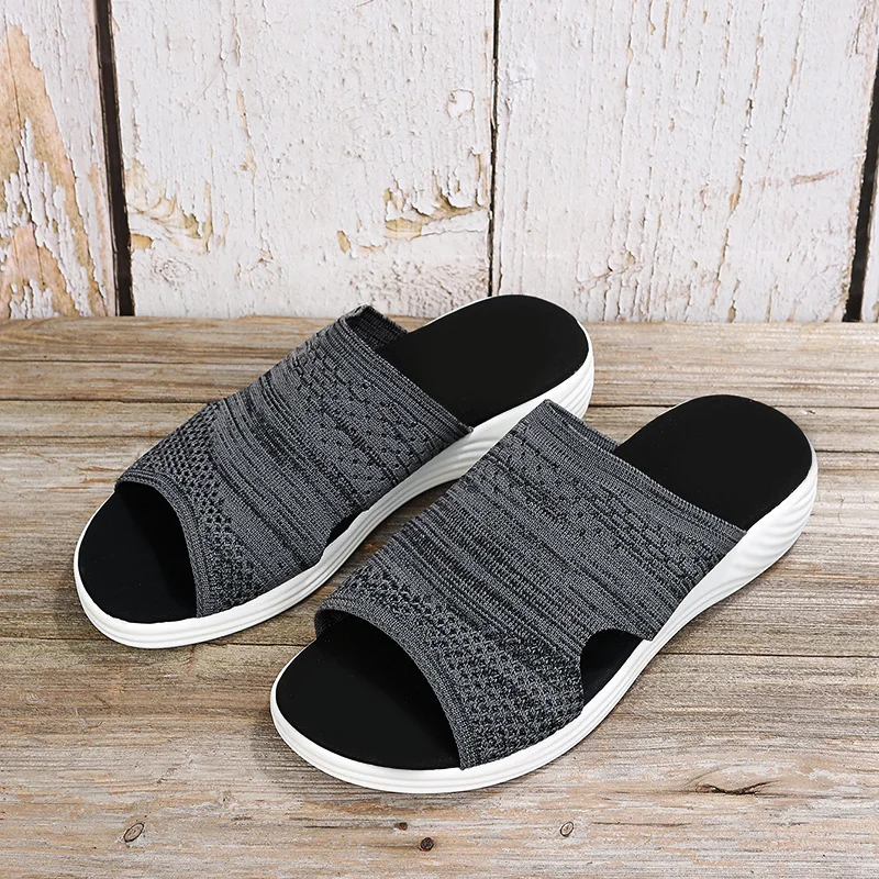 Flying Knit Slippers Outdoor Lightweight Flat Casual One Word Women's Sandals