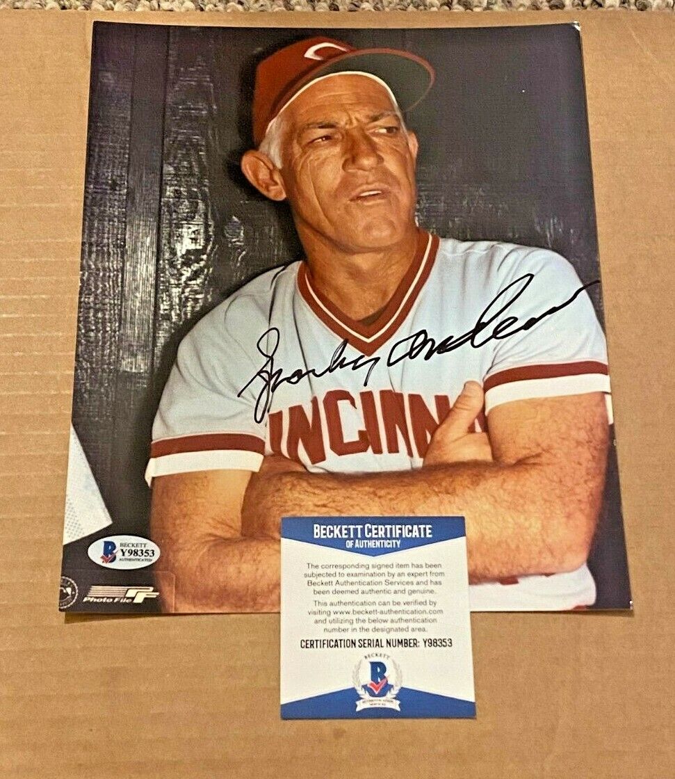 SPARKY ANDERSON SIGNED CINCINNATI REDS 8X10 Photo Poster painting BECKETT CERTIFIED