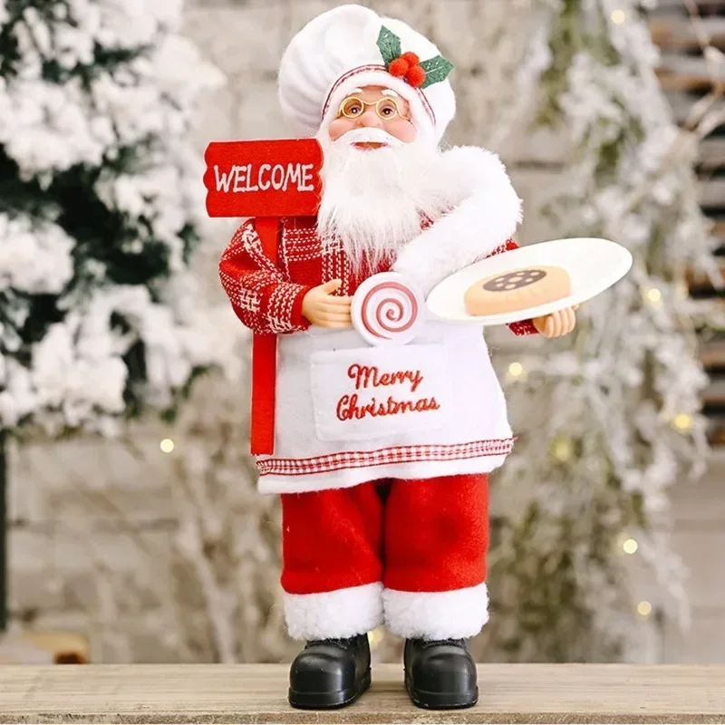Tegooe 30CM Plush Santa Claus Doll Christmas Desktop Ornaments New Year Gift