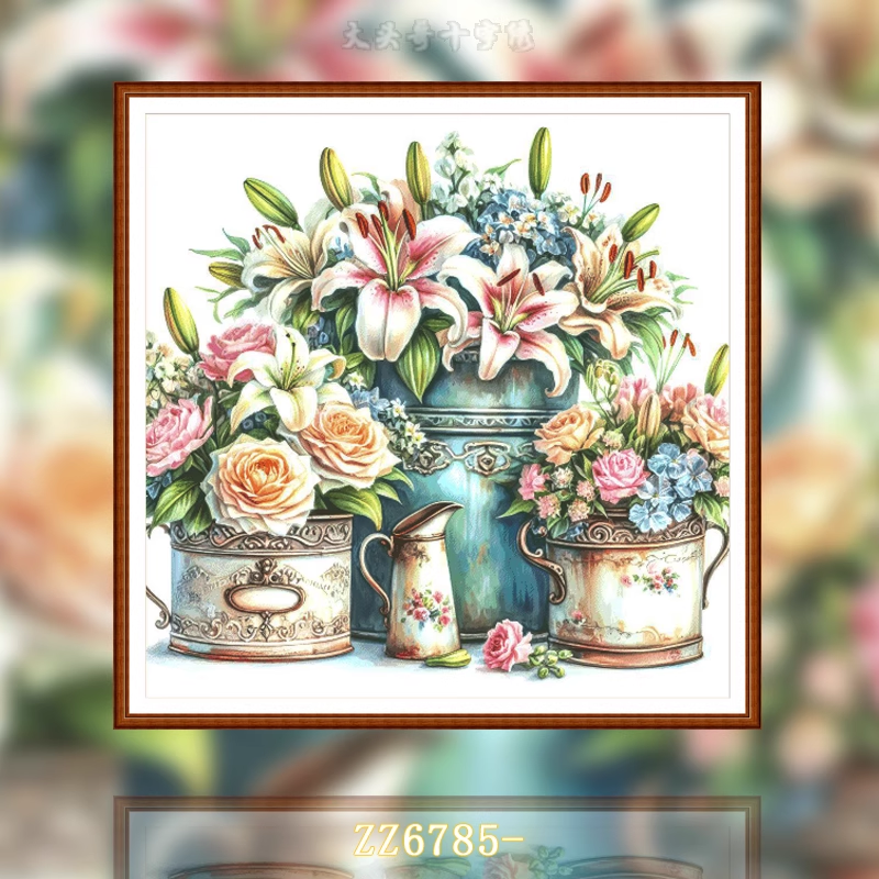 【ZZ6785- Retro Flower Language】 Painting Fairy Cross Stitch