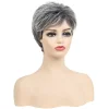 Pixie Cut Granny Grey Short Wigs