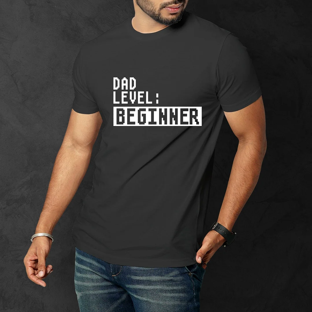Funny Graphic Dad T-shirts Men's Dad Level Tee