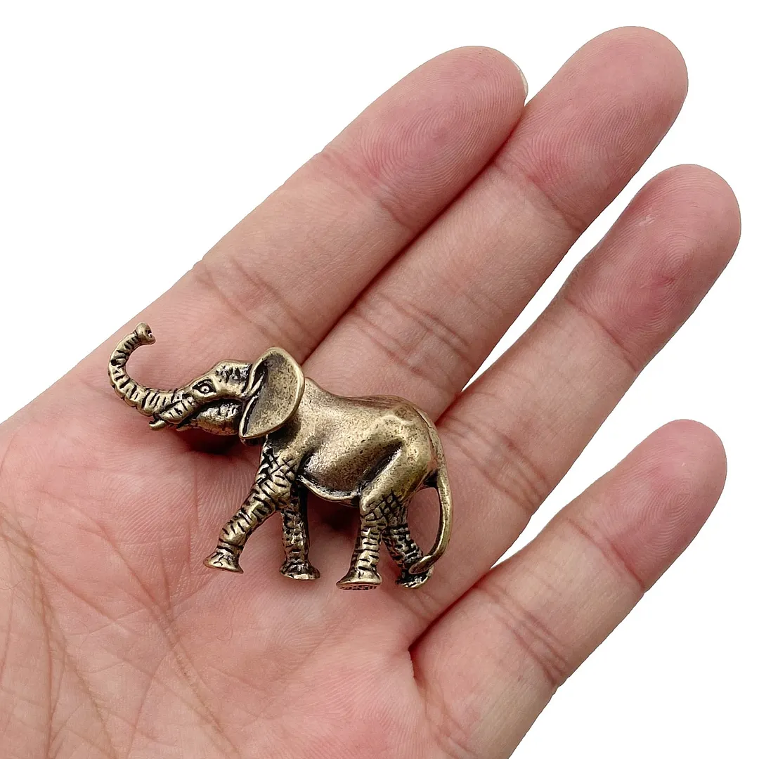 Antique Bronze Minature Elephant Figurines Tea Pet Table Ornament Decorations Solid Copper Animal Crafts Home Decor Living Room