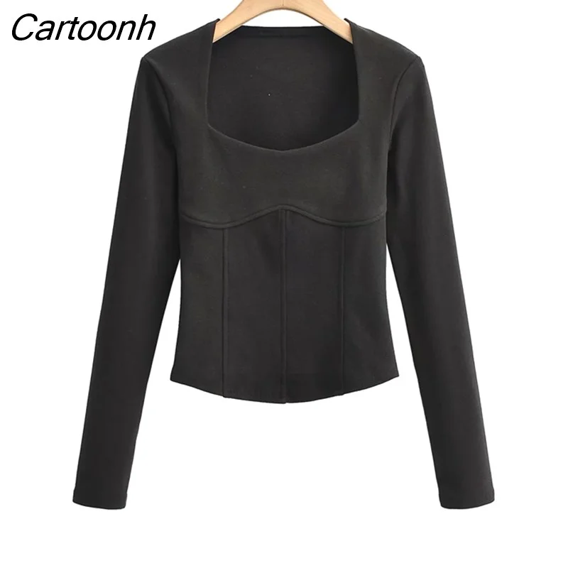 Cartoonh Women Bust Seam Detail Long Sleeved Top Warm And Soft Top For Taking Inside