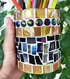 Glass Mosaic Art DIY Kit With Wood Pen Holder Square Crystal Mosaic Supplies Art Kit 