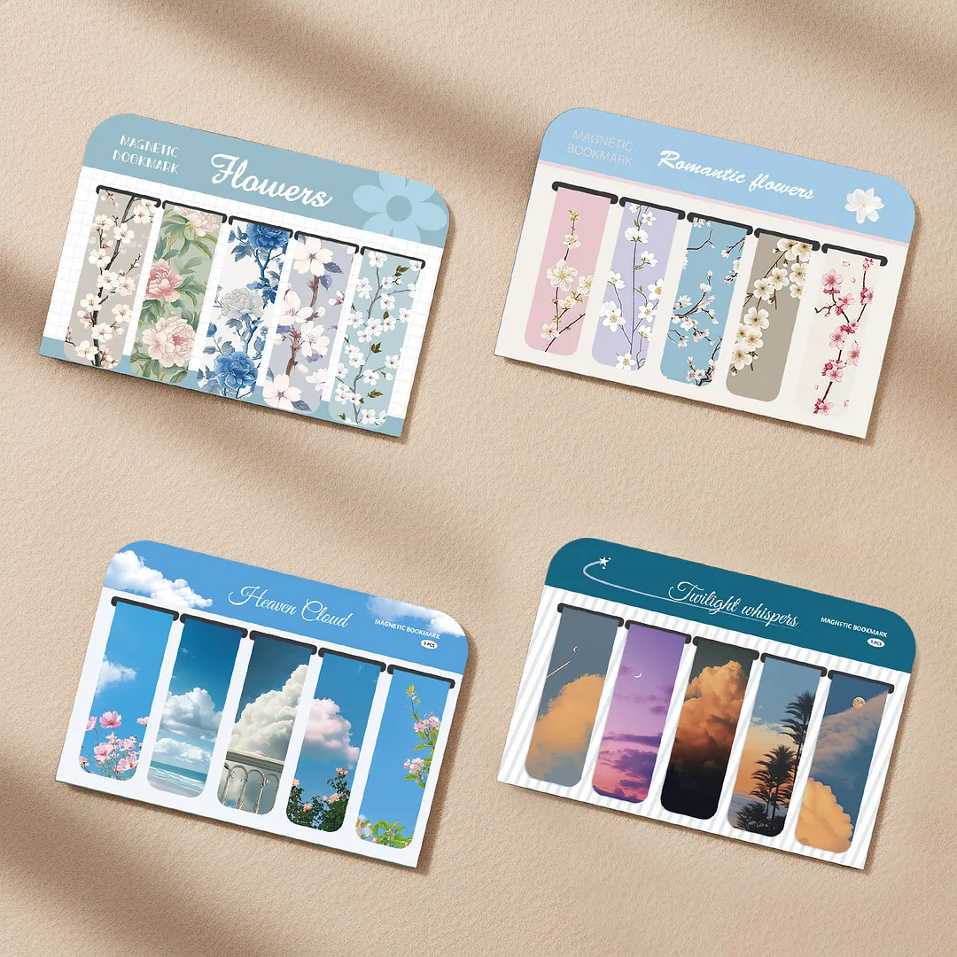20Pcs Healing Natural Landscape Magnetic Bookmarks Lightweight Page Markers Waterproof Scratch-Resistant for Women Men Book Lovers Reading Office Supplies
