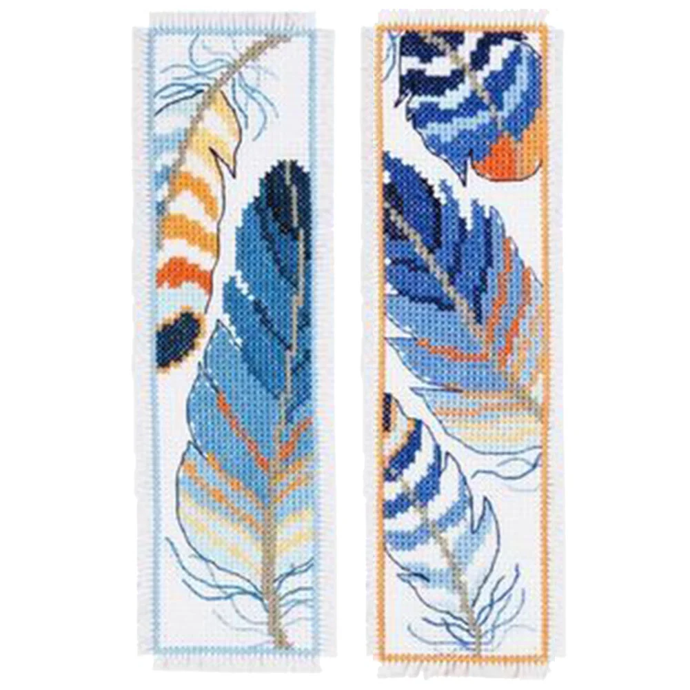 14ct 2-Strand Double-sided Counted Cross Stitch Bookmark - Feather(18*6cm)